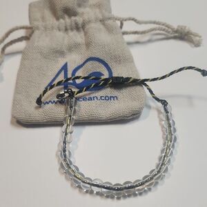 4Ocean Black and Yellow Adjustable Bracelet with Clear Beads